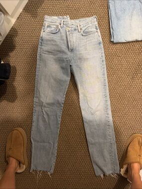 Agolde Straight High-Rise Jeans in Light Blue